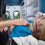 a patient being treated in an ambulence