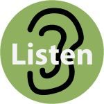 image of an ear and the word Listen
