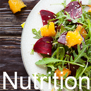 a salad and the word nutrition