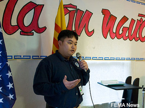 A spokesperson addressing a community group
