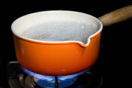A pot of boiling water