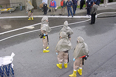 Public health workers responding to a hazardous spill