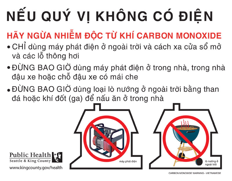 Flyer warning about the dangers of carbon monoxide translated into Vietnamese