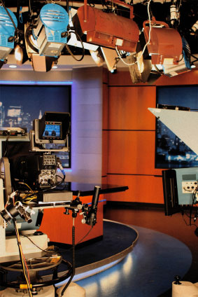 Inside a news studio
