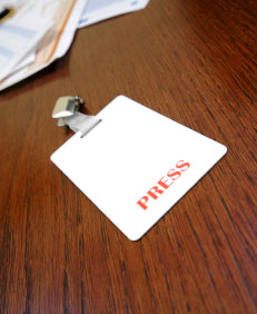 A press badge