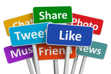 Social media signs such as Like and Tweet