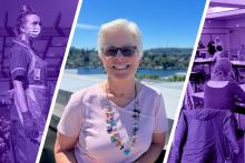 Betty and the PH Workforce Image of Betty in the center with two purple images on the sides