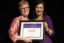 Betty Bekemeier with School of Nursing Executive Dean Azita Emami. Photo by Stephen Brashear, courtesy of the UW School of Nursing.