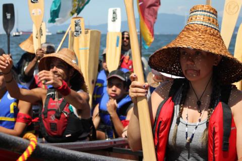 Tribal members at canoe journey