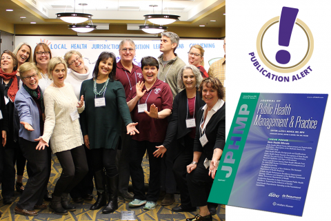 Photograph of Learning Lab participants with a journal cover superimposed.