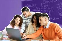 students looking at laptop