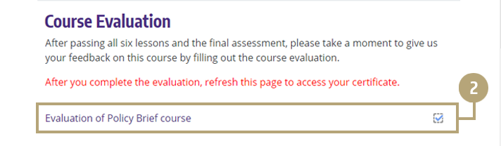Course evaluation screenshot